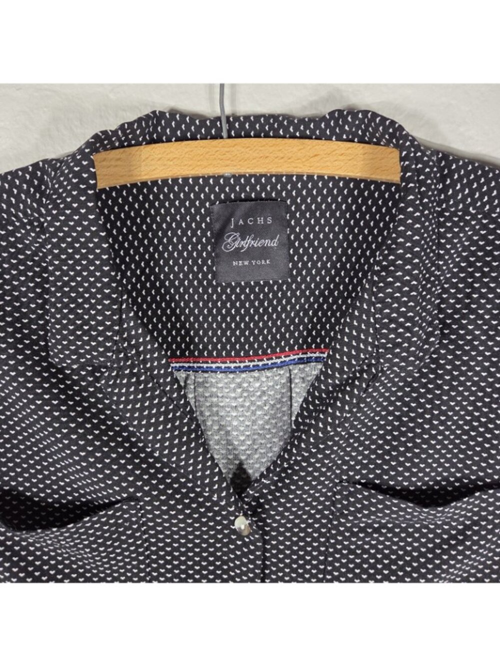 JACHS Girlfriend Black White Cap Sleeve Button Up Shirt Size S Collared Rayon - Picture 4 of 13
